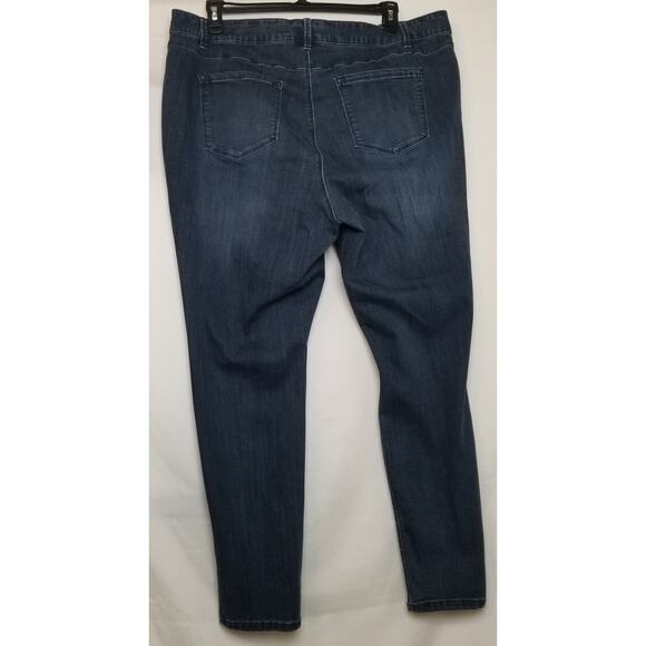 JNY Jones New York Jeans Women's Plus 22W Skinny Ankle Dark Blue Stretch Denim - Picture 3 of 8